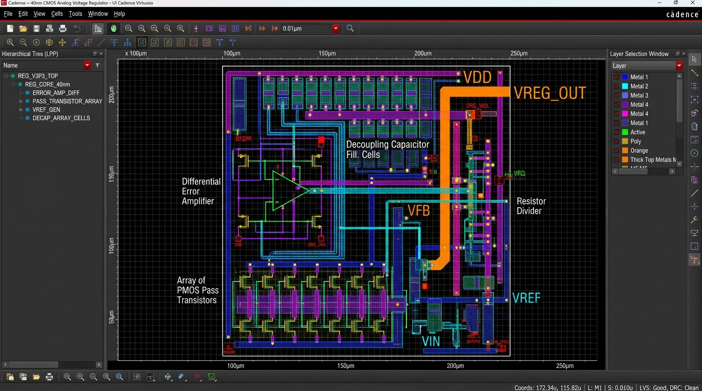 Voltage Regulator Layout Design in 40nm Technology - Analog IC & Layout by Vinay C Javali